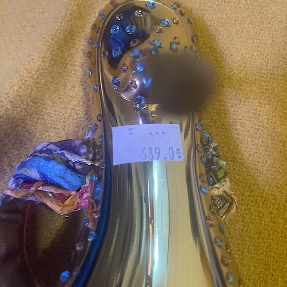 HEELS BY FRANCESCO SACCO SWAROVSKI GOLD/ MULTI COLOR MULE ‘s sz 7 - worn once✨ - Picture 10 of 14